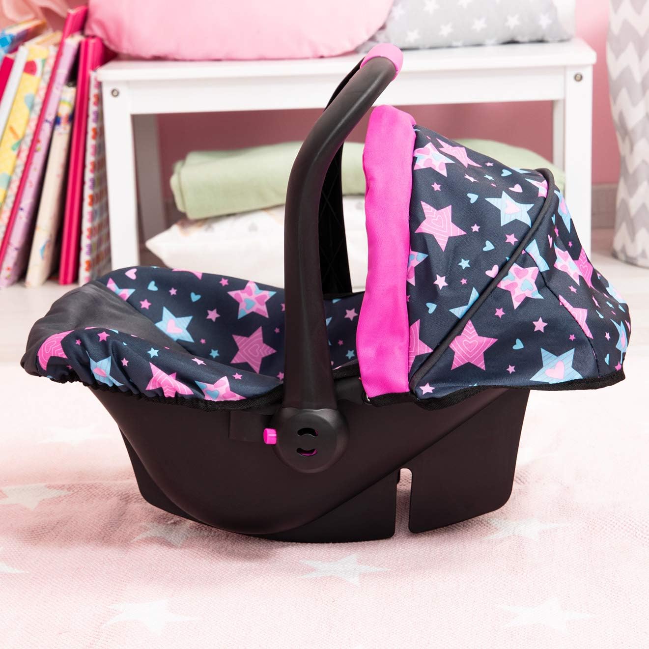 Bayer Design 67906AA Doll car seat, with sun canopy, adjustable handle, harness, for dolls up to 46 cm - Image 4