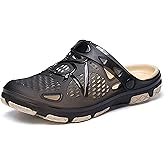 Hitmars Mens Clogs Lightweight Garden Shoes Breathable Clogs Beach Slippers Slip On Mules Pool Beach Yard for Men Black Blue Yellow Size US 7-13