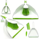 TDBS Dustpan and Brush Set Green – Easy Hold Soft Bristles Home Cleaning view 1