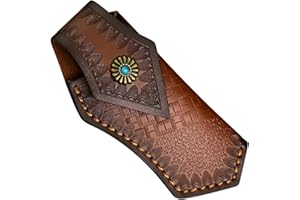 Xeerrfan 3.93" /4.72" Genuine Leather Sheath for Belt, Portable Folding Pocket Knife Case, Knife Holder Pouch Holster for Men with Buckle