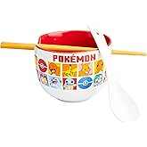 Get Trend Pokemon Ramen Bowl 3 Pc Set with Bamboo Chopsticks, Spoon for Kids Teens Adults, 20oz Noodle Bowl, Microwave Safe, 