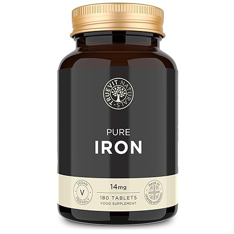 Eisentabletten 14mg - 180 Eisen Tabletten - Veganes Eisenpräparat gegen Eisenmangel, Müdigkeit und Erschöpfung - Großer Tages