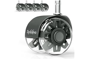 MASTERY MART Office Chair Wheels Replacement, 2.5 Inch Universal Casters for Hardwood Floors & Carpet, Heavy Duty, Quiet, Scratch-Free, Fits Most Chairs, Easy Install, Set of 5.Dark Grey