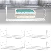 Amylove 4 Pieces 14.7 Inch Hanging Wire Shelf Organizer Closet Storage Shelves Hanging Wire Shelving Rack Accessories for Closet Pantry Storage Room Bathroom Organization, White