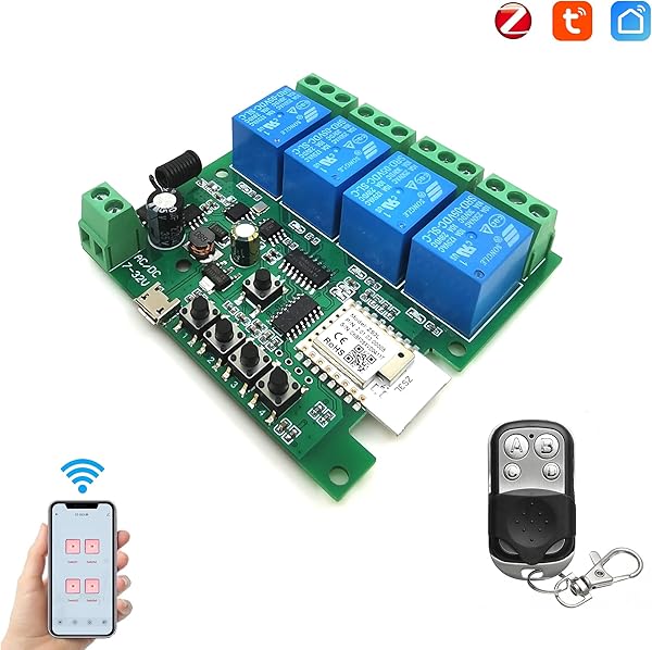 Interruptor de Rel Inteligente ZIGBEE de 4 Canales 5 12V Mdulo De Rel Wifi Funciona con Alexagoogle Assistant e Ifttt Compatible con La Aplicacin TUYA Smart Life