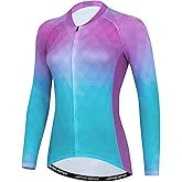 JPOJPO Cycling Jersey Women's Long Sleeve Tops Bike Shirts Bicycle Sport Jacket with 3-Pockets