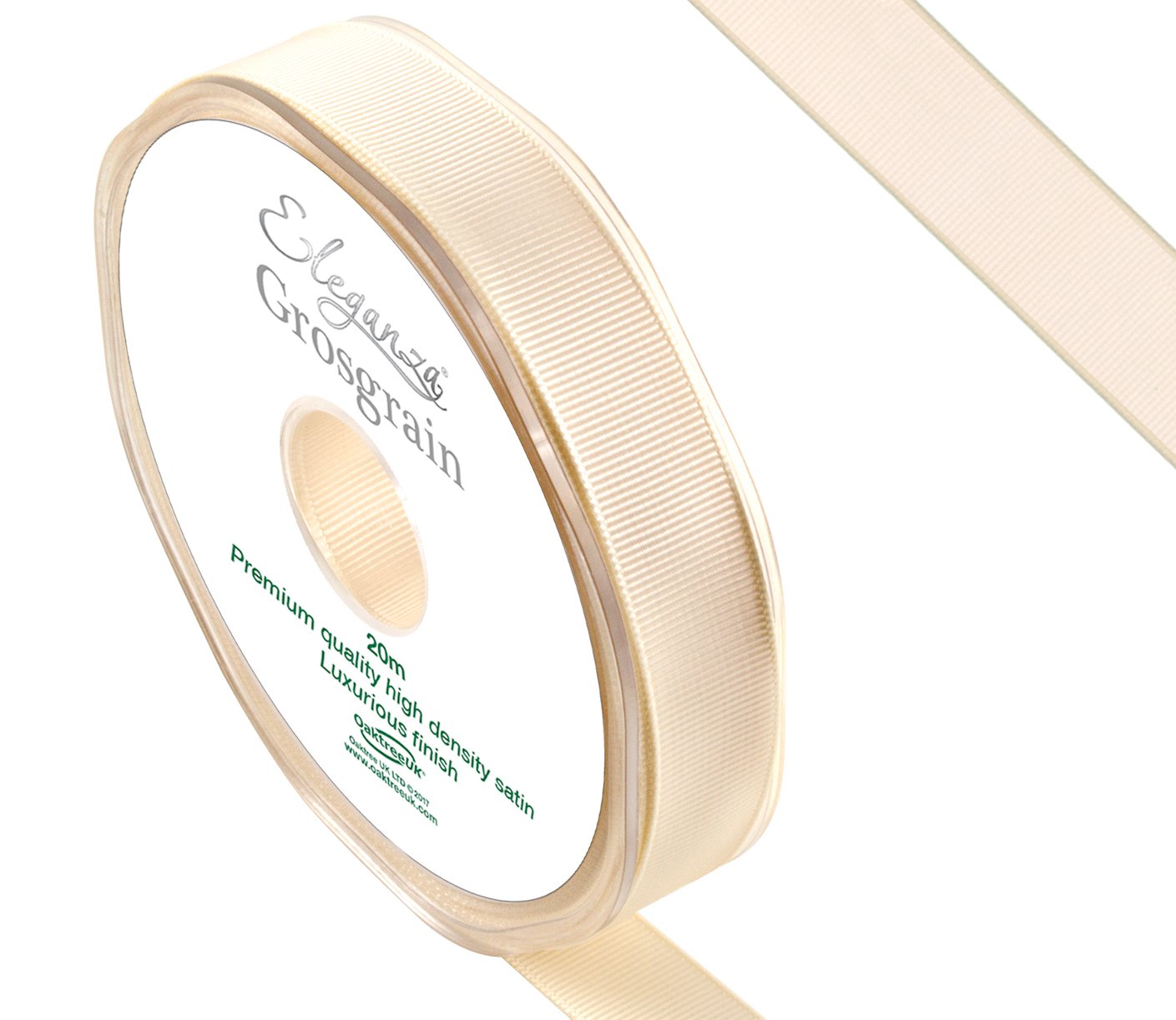 ELEGANZA Premium Quality Grosgrain Ribbon, Satin, Ivory, 11 x 11 x 2 cm