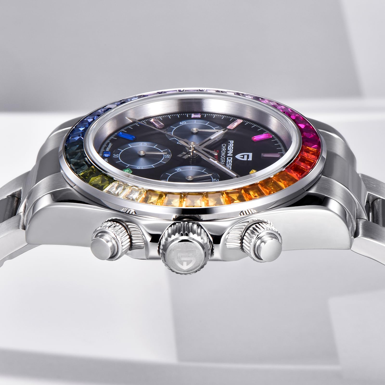 HaiQin Pagani Design 1644 Daytona Homage Men's Quartz Watches Japan VK63 Movement Stainless Steel Band Screw-in Crown Waterproof Sport Chronograph Watch