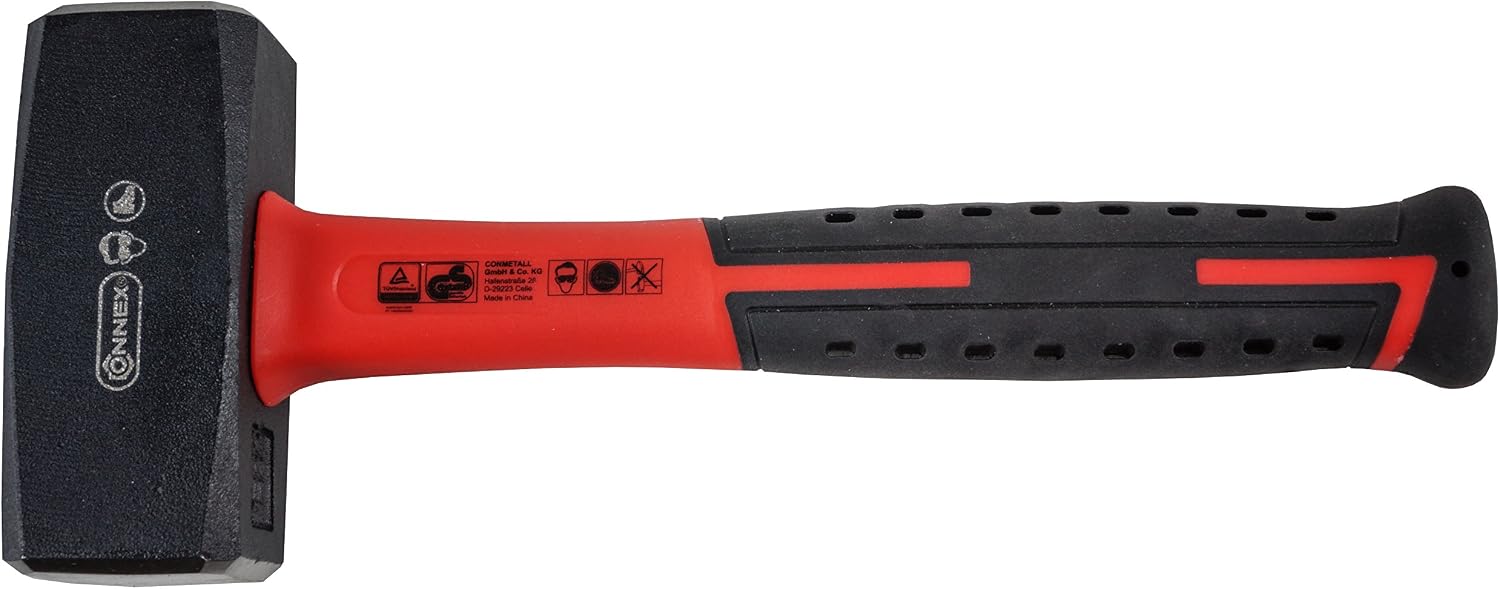 Connex COX623150 Club Hammer with Fibreglass Shaft/2C-Handle, Black/Red, 1500 g