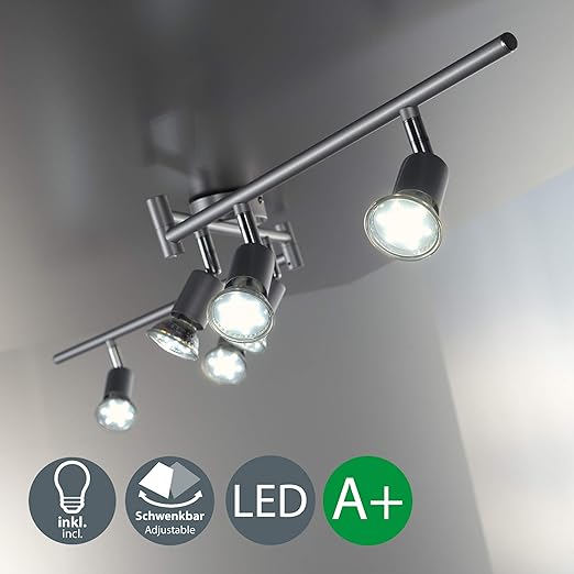 LED Deckenleuchte I Deckenspot I Deckenlampe I inkl. 6 x 3W 250LM GU10 Leuchtmittel I Wohnzimmerlampe I IP20