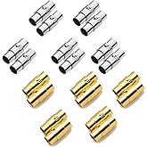 MOAMUN 20PCS Cord End Caps for Jewelry Making, Magnetic Clasps for Leather with Locking Leather Rope Necklace/Bracelet Buckle(Silver+Gold 3mm)