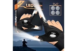 LED Flashlight Gloves Christmas Gifts for Men, Gifts for Dad Husband Boyfriend Papa Him, Hands-Free Lights for Repairing Fish
