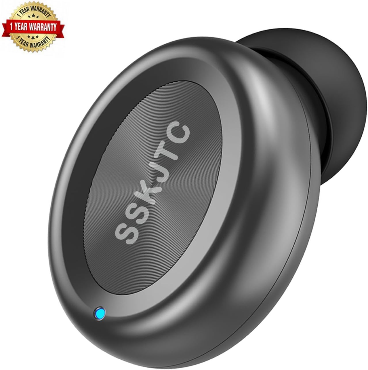 Wireless Bluetooth Earbuds, SSKJTC Headset Headphone in Ear Car Headset with Mic Sports Earphone for iPhone and Android Smart Phones (One Pcs) Black