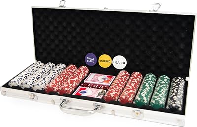 M.Y Texas Hold'em Poker Set 500 Chips Aluminium Case 11.5g 2 Decks Cards Dice