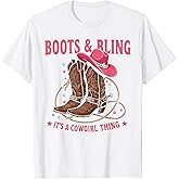 Howdy Country Rodeo Girl Western Boots & Bling its a Cowgirl T-Shirt