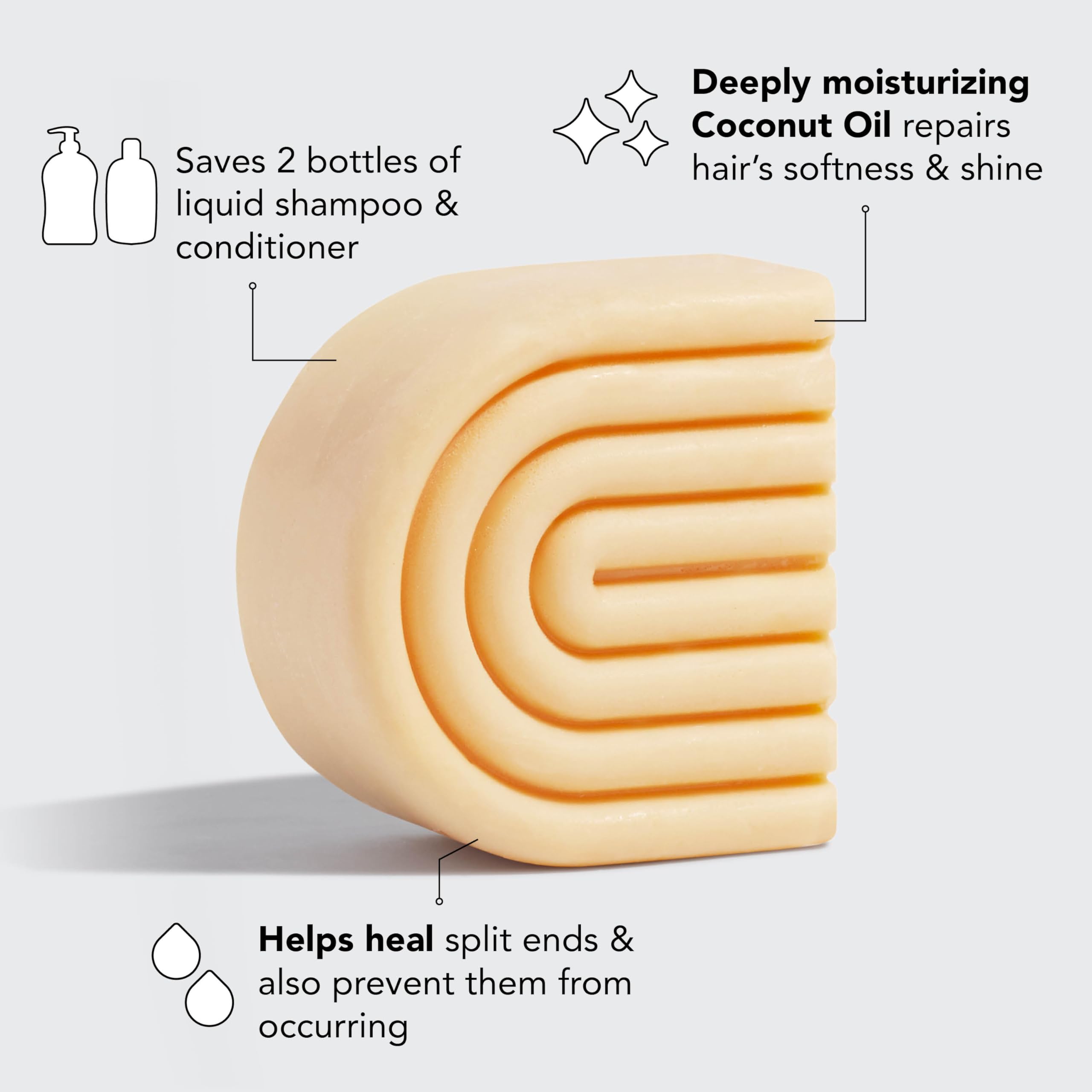 Kitsch Coconut Oil Conditioner Bar - Hair Conditioner For Women and Men - Deep Moisturizing, Nourishes, Hydrate & Soften Damaged Dry Hair - Silicone, Paraben & Sulfate Free - 2.7 oz