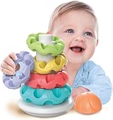 Clementoni Stacking Rings Baby Toy 5 Colourful Rings Textured Surfaces 10+ view 5