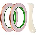 YEZHET Copper Foil Tape 2 Pack (7/32Inch) with Double-Sided Conductive, for Stained Glass, Electrical Repairs, DIY Handicrafts, Paper Circuits, Crafting