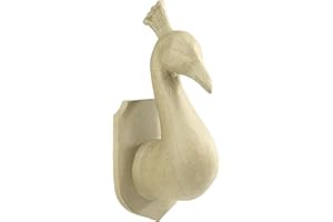 Décopatch - Ref SA188C - Peacock Trophy - Papier Maché Object to Decorate - 13.5 x 11 x 26.5cm - Decorate with Décopatch Papers & PaperPatch Glue, Glitter, Paints