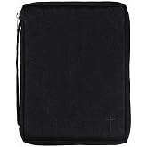 Black Cross Reinforced Polyester Bible Cover Case with Handle, (Maxi) 2X-Large