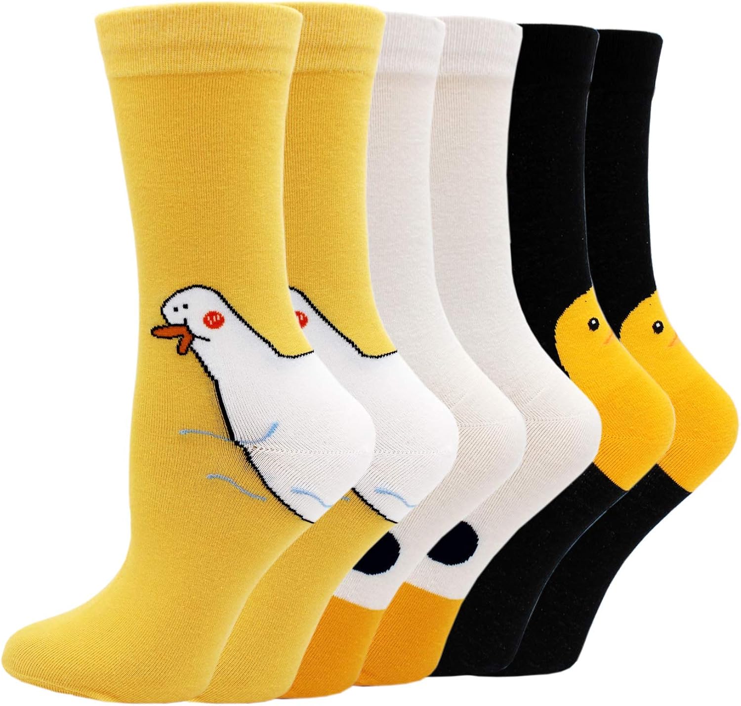 Women's Cute Novelty Socks Little Duck Cartoon Funny Animal Crew Socks