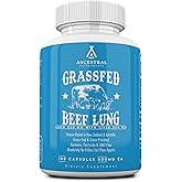 Ancestral Supplements Grass Fed Beef Lung Supplement with Liver, 500mg, Lung and Liver Supplement Supports Lung, Respiratory, Vascular, and Circulatory Health, Non-GMO, 180 Capsules