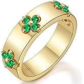 TIMELESSTAR Premium Clover Rings for Lucky Women with Lab-Grown Moissanite|Lab-Grown Emerald|14K Gold Plated Non Tarnish