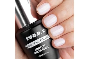 NXJ INFILILA Milky White Gel Polish, Sheer Gel Nail Polish, 15ML Translucent Milky White Nude Gel Polish, Neutral White Color High Gloss Shimmer Gel Polish Gift for Women 0.51Oz
