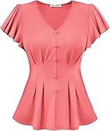 GRACE KARIN Summer Blouses for Women Dressy Casual, 2026 Ruffle Sleeve Peplum Tops, Business Work Shirt Fashion Clothing