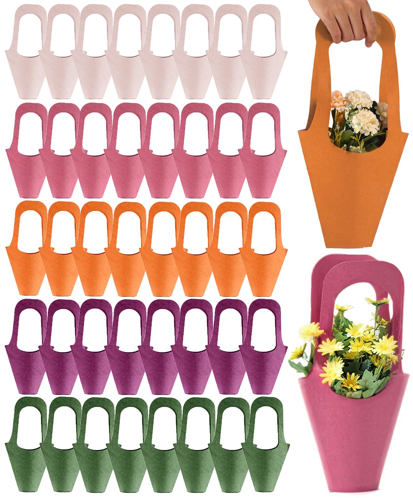 Photo 1 of Tergy 40Packs Kraft Paper Flowers Gift Bags Hanging Bouquet Wrapping Bags for Home Decoration (14Inches) (40)