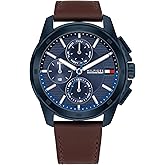 Tommy Hilfiger Classic Multi-Function Quartz Watch - Leather Strap Wristwatch for Men - Water Resistant Up to 5 ATM/50 Meters - Premium Fashion for Everyday Wear - 44mm