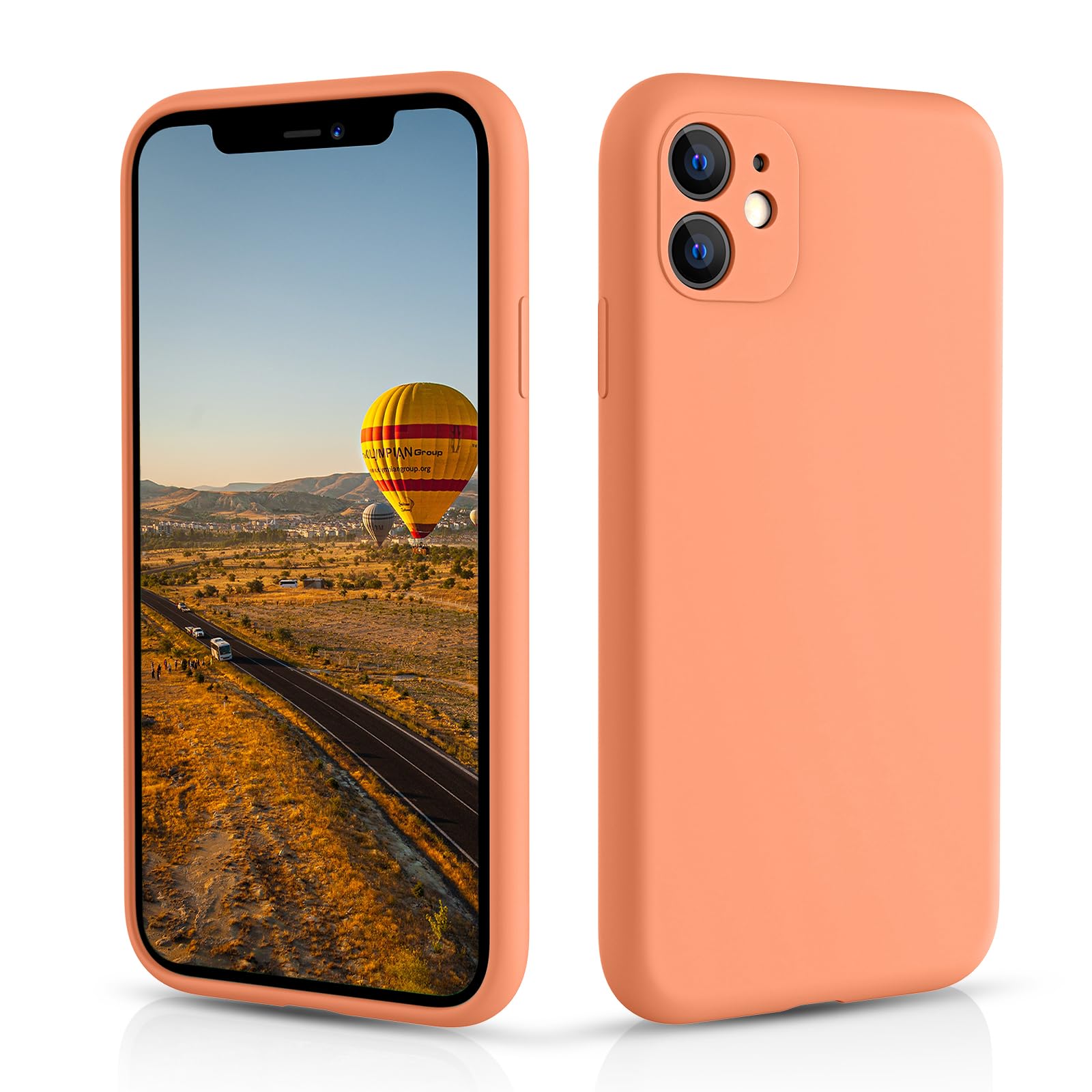 CALOOP Slim-Fit for iPhone 11 Case,Skin Soft Liquid Silicone,Sturdy Hard Frame Shockproof Cover with Anti-Scratch Microfiber Lining,Full Protection for Screen and Lens,6.1 inch(Kumquat Orange) — image 1