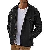 PLEPAN Men's Corduroy Shacket with 4 Pockets (Chest & Side Slant) Button Down Work Jackets Casual Long Sleeve Shirt Jacket