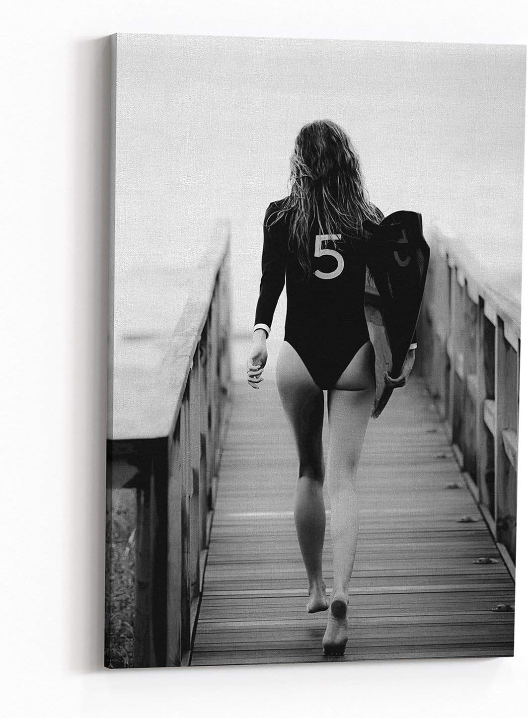 Pop Art Wall Art Surfer Girl 5 Supermodel Poster Fashion Print on Canvas Decor Black and White Kate