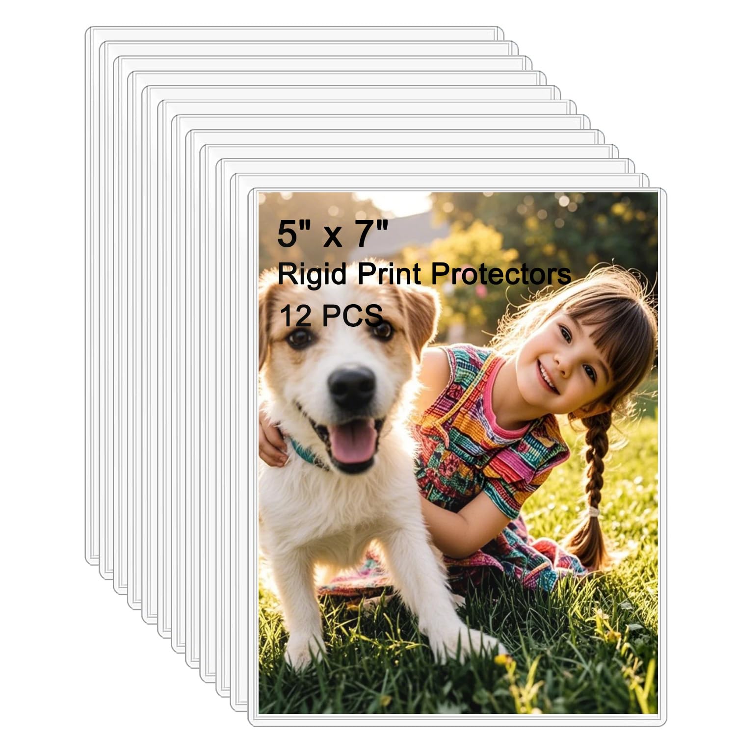 Photo 1 of 12PCS 5" x 7" Clear Rigid Card Sleeves – Waterproof Hard Plastic Protectors for Postcards, Prints, Photos, Trading & Sports Cards – Top Load Jumbo Sheet Holders