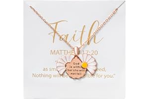 PANTIDE Christian Daisy Locket Necklace for Women - God Is Within Her She Will Not Fail Engraved Faith Religious Necklace Inspirational Stainless Steel Necklace Jewelry Birthday Gift