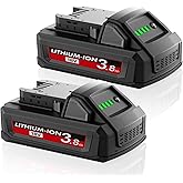 2Pack 3.8Ah Replacement for Milwaukee M18 Battery 18V Lithium Battery Compatible with 18 Volt 48-11-1850 48-11-1865 48-11-1852 48-11-1840 48-11-1820 48-11-1828 Cordless Power Tools