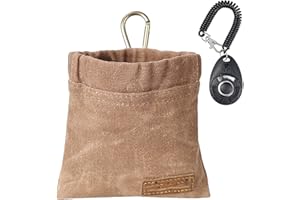 YODEWA Dog Treat Pouch for Pet Training with Clicker, Small Dog Treat Bags Training Pouch Kit, Auto Closure, Hands-Free Puppy Training Pouches for Outdoor Dog Walking/Pet Dog Training - Brown