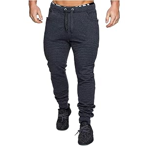 Men's Casual Camo Joggers Sweatpants Tactical Military Slim Fit Pants Drawstring Cargo Pant Athletic Workout Trouser