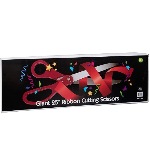 25" Extra Large Scissors - Heavy Duty Metal Construction For Grand Openings Weddings Inaugurations Ceremonies Special Events