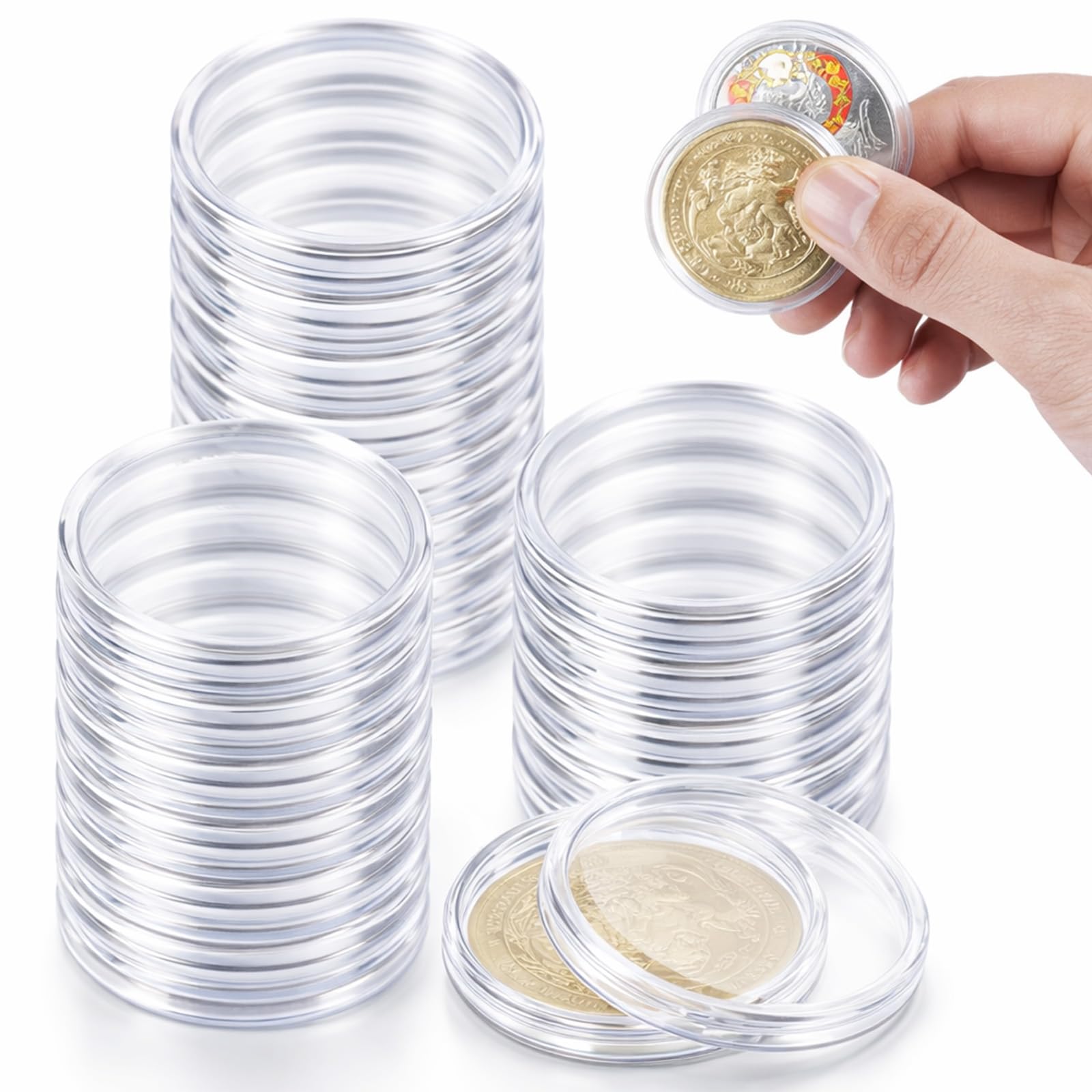 Photo 1 of 20 PCS 39mm Coin Capsule, Silver EagleCoin Holder Silver Round Holder Air Tight Coins Capsule Storage Case for Collectors Protectors Capsules, Round Collecting Supplies Fit EagleDollar