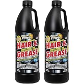 Instant Power Hair &amp; Grease Drain Opener &amp; Clog Remover, 1 Liter, 2 Pack | Odorless liquid clog remover, creates heat to melt grease, dissolves hair in sink, shower &amp; tub, pipe &amp; septic safe, non-acid
