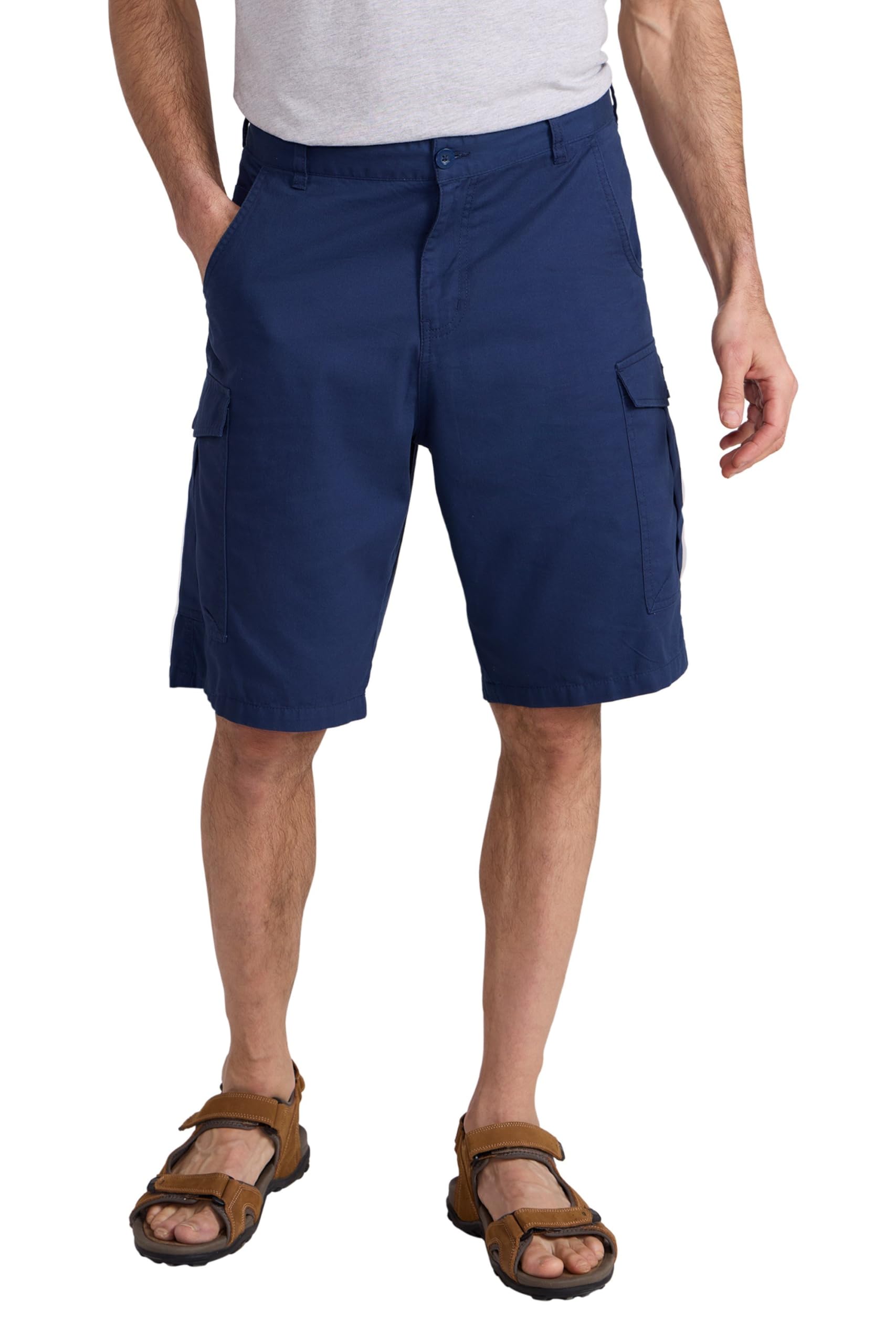 Mountain Warehouse Lakeside Mens Shorts - 100% Durable Twill Cotton Cargo Shorts, Durable Shorts, 6 Pockets - Spring Summer, Walking, Running, Hiking & Camping Navy Men's W34