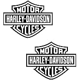 Motorcycle bar and Shield Design Sticker Vinyl Decal #2 Piece Moto HD Club 3.5"x4.5" (Black/White)