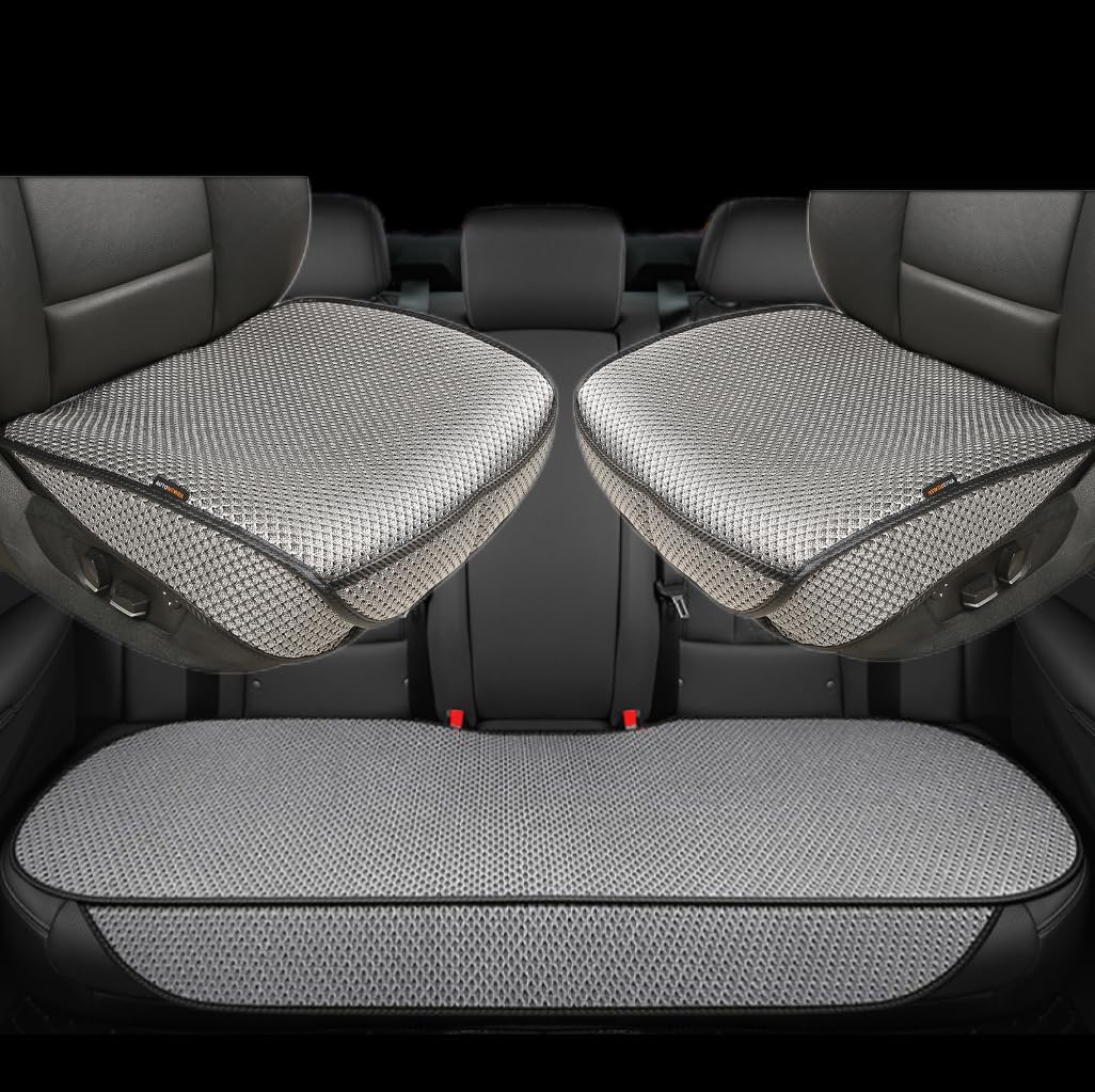 Photo 1 of Auto Newer Breathable Universal Four Seasons Car Seat Covers, Luxury Include Front Car Seat Protector and RearCar Seat Cushion,Compatible with 95% Vehicles? Fit for Cars Truck SUV (Grey,3PCS)