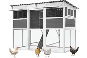JFHID 83'' Extra Large Chicken Coop with Run, Wood Chicken House with 6 Nesting Boxes & Roost Bar for 6-10 Chickens, Outdoor 