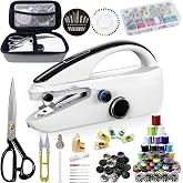 Handheld Sewing Machine for Beginners, 150 Pcs Complete Sewing Kit with Gray Storage Case, Portable Mini Sewing Machine Dual Speed &amp; Dual Power for Daily Mending, DIY Crafts &amp; Fabric Repair