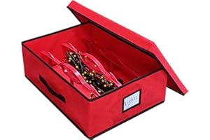 EDSRDUS Christmas Holiday Light Storage Box - Non-woven FABRIC, with 3 Light Storage Wraps, Lights Organizer Container Reinforced Stitched Handles（light string not included