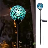 VCUTEKA Solar Lights Outdoor Decorative - Mosaic Solar Garden Light Waterpoof LED Pathway Stake Light for Landscape Lawn Patio Yard Decoration, Blue 1 Pack
