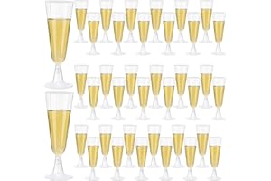 KMLYDGS 40 Pack Clear Plastic Champagne Flutes 5.5 Oz - Elegant Disposable Toasting Glasses for Wedding, Party, Birthday, Graduation Decorations & Celebrations
